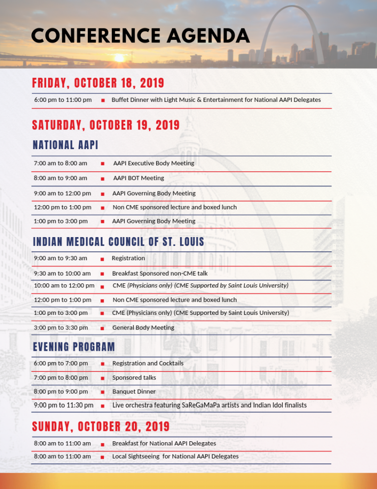 Conference Agenda Indian Medical Council of St. Louis